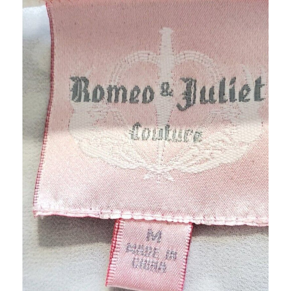 ROMEO & JULIET COUTURE SZ M White Sheer Blouse Zip pocket Shirt Full Zip Top EUC - Picture 5 of 8